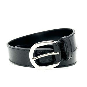 Miguel Bellido Belt Men’s Size 32 Black Croc Embossed Leather Silver Buckle EUC